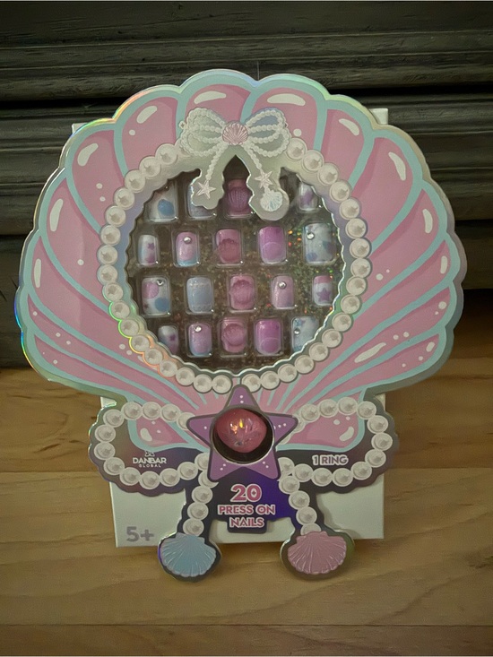 danbar Other - Kids Press-On Nail Set with Ring - Pink Shell Design